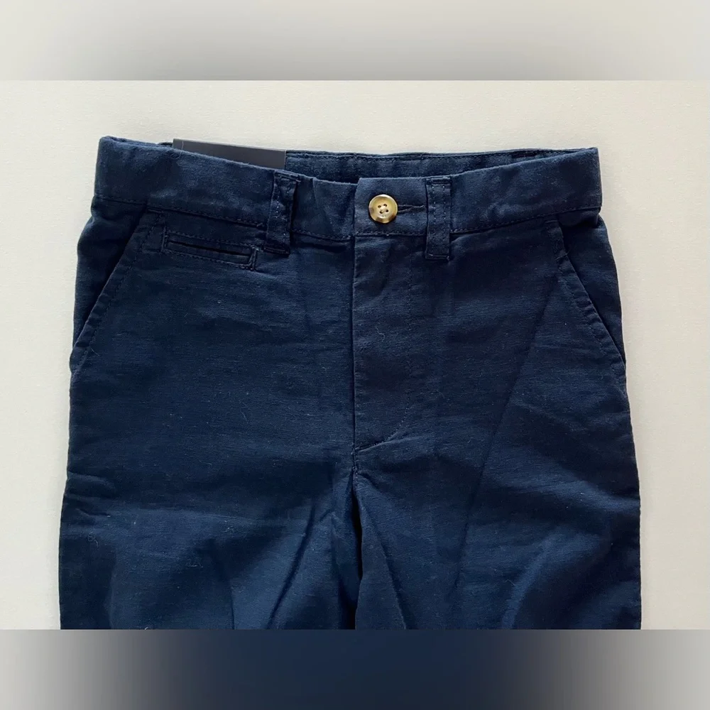 NWT Baby Gap Linen/Cotton blend pants, size 4 navy blue adjustable waist